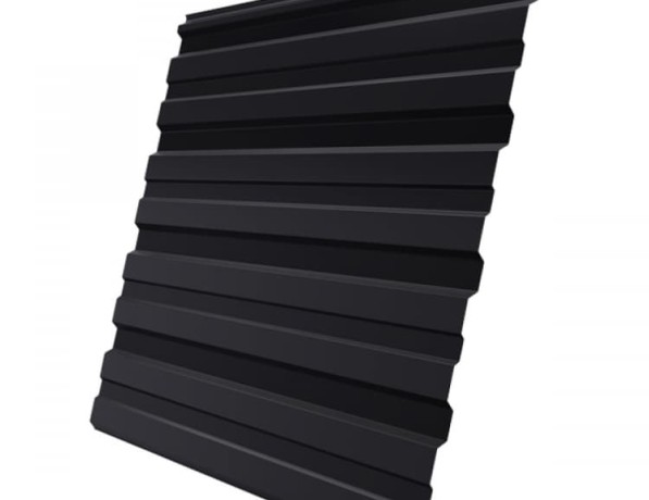 Профнастил стальной стеновой односторонний плоский гладкий сигнальный черный С22 0,7х22х1000х1051 мм ГОСТ 24045-94 фото